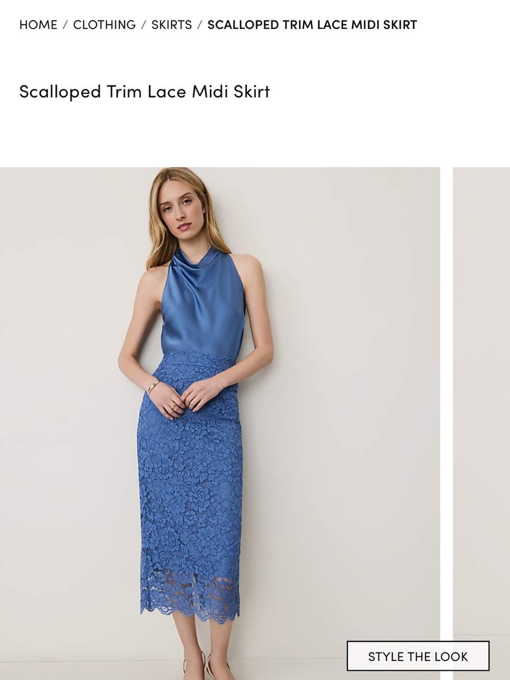 NWT Ann Taylor Cowl Neck Lace Midi Top in Blue